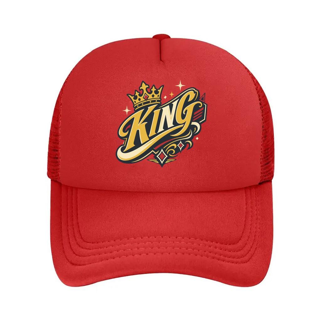 Royal King Script Street Graphic Mesh Baseball Cap Polyester Forward Observations Hat Adjustable Golf Hat Summer