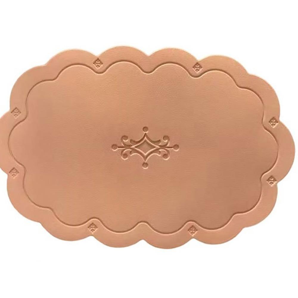 Retro Faux Leather Dinner Mat Waterproof Nordic Style Placemat Oil-resistant Thermal Insulation Mat Dining Table L розовый