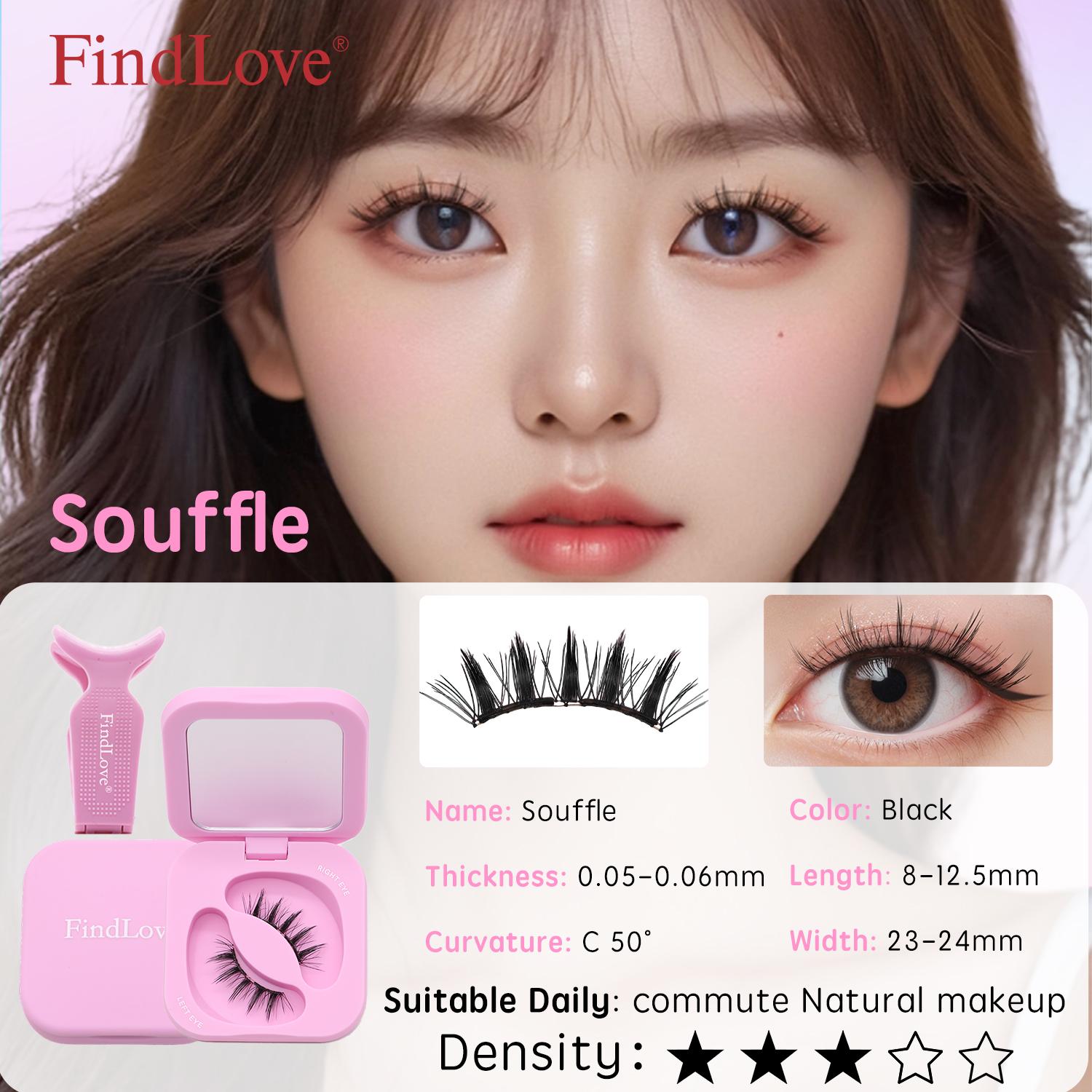 3D Quantum Soft Magnetic Handmade Natural False Eyelashes Reusable Lightweight with Easy-to-Wear Applicator Without Glue Set Natural Long