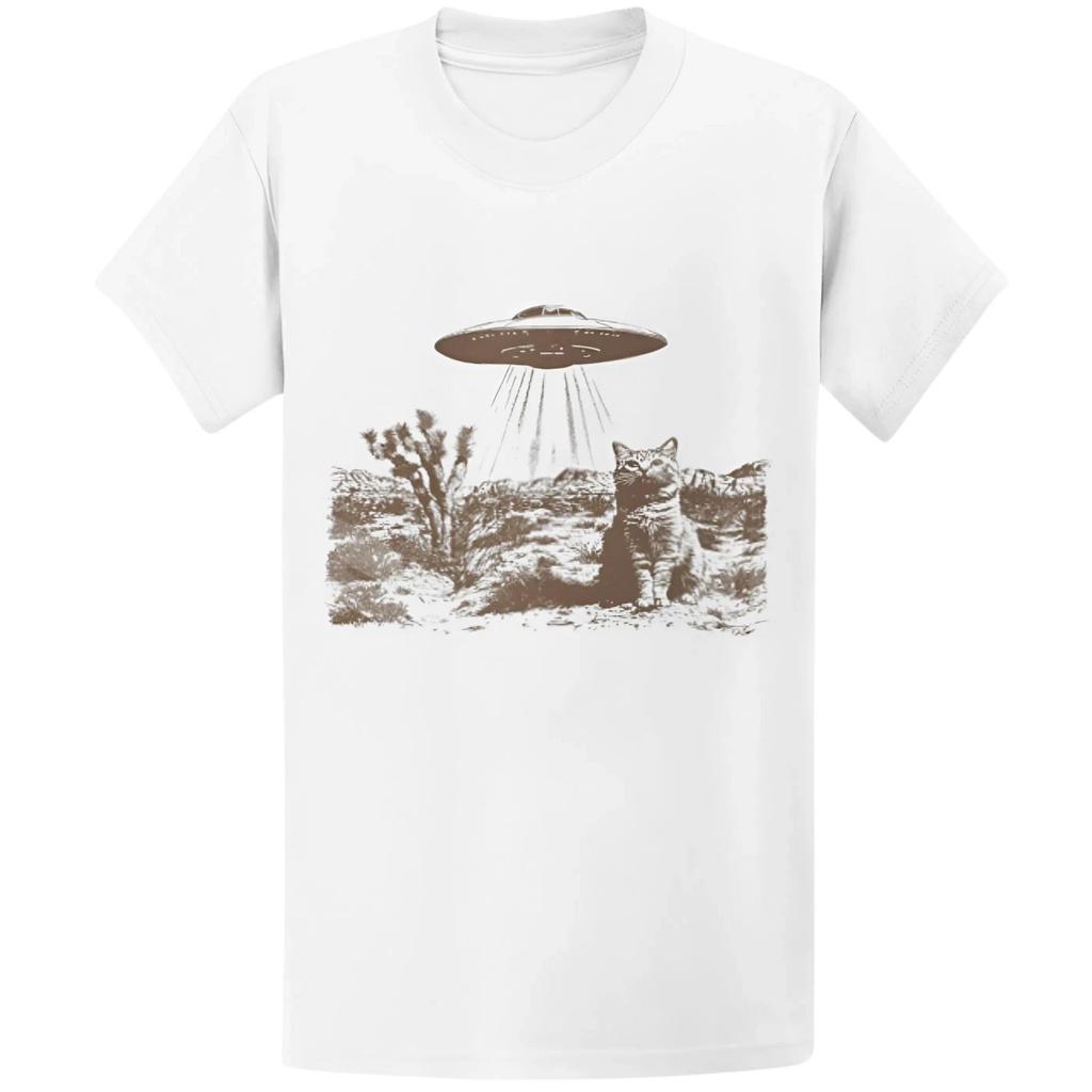 Gildan 5000 UFO Cowboy Cat T-Shirt Western Meme Graphic Tee