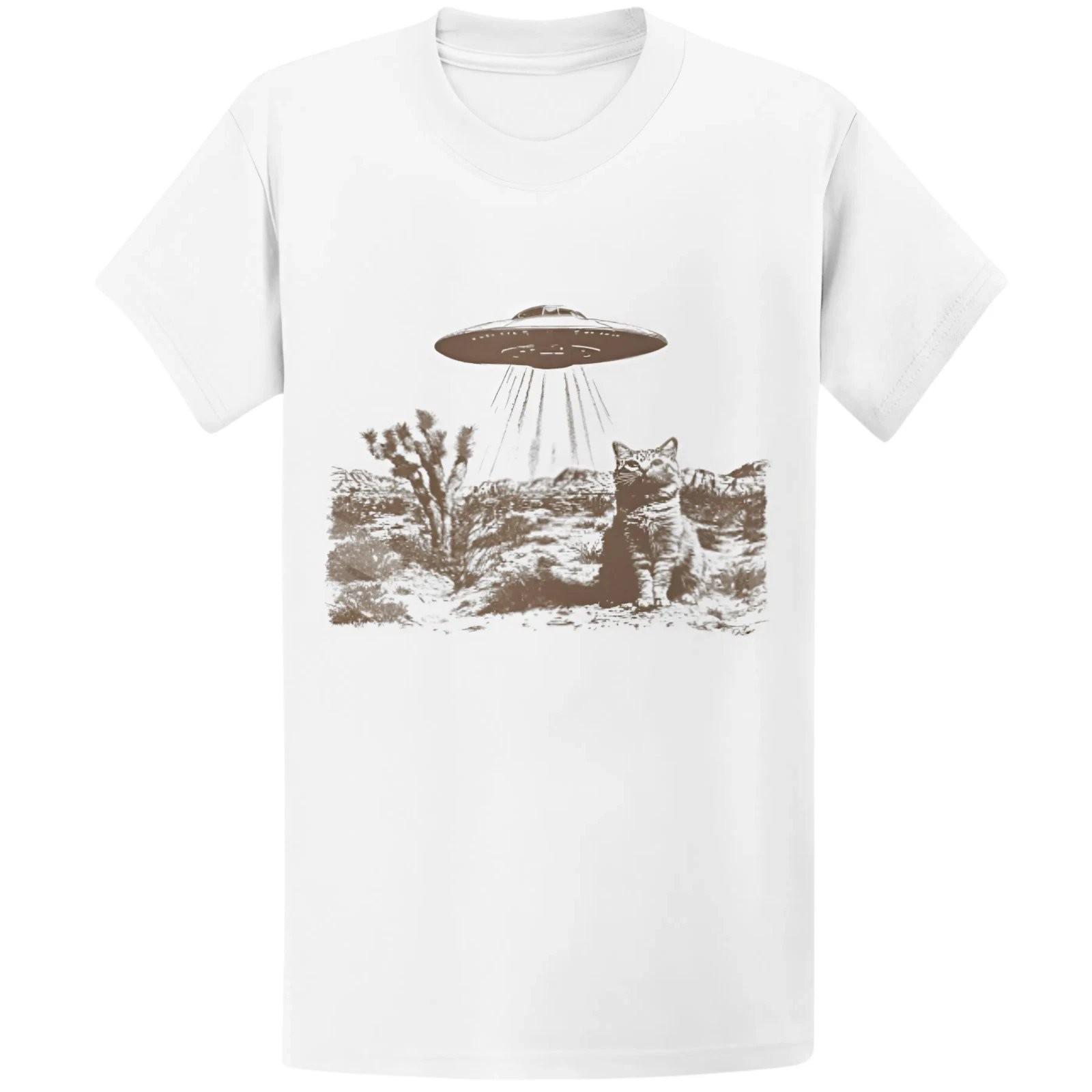 Gildan 5000 UFO Cowboy Cat T-Shirt Western Meme Graphic Tee M