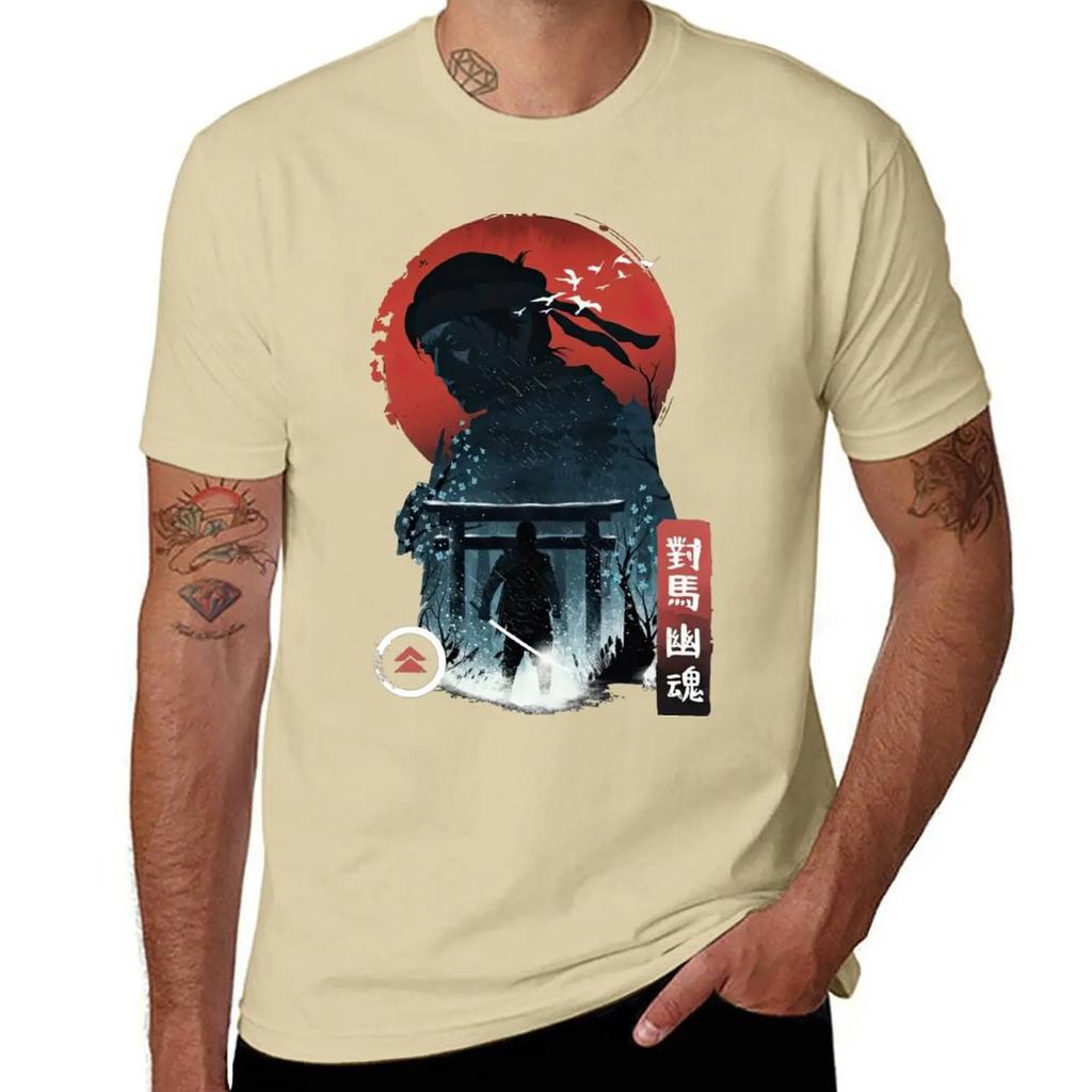 Nuova T-shirt Artistica Ghost of Tsushima Luna asciugatura rapida magliette grafiche da basket t-shirt anime top primavera estate t-shirt