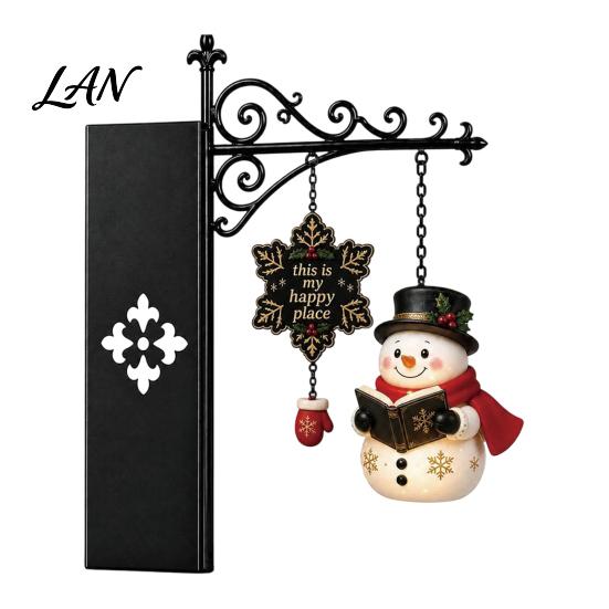 Dark Academic Room Decor Christmas Library Lantern, Mini Decorative Bookshelf Reading Lamp, Vintage Metal LED Lantern Night Light with Happy
