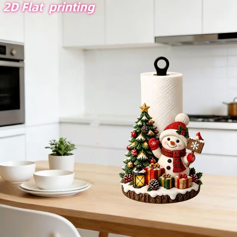Acrylic Wood Base Christmas Paper Towel Holder Kitchen Roll Dispenser Christmas Holiday