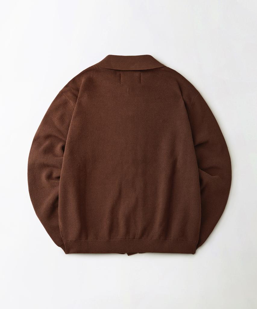 OUTSTANDING Ls Stripe Collar Knit Cardigan_Brown