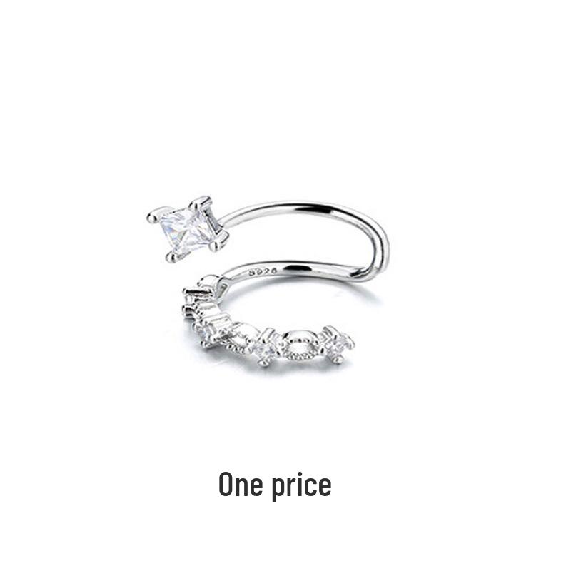 Zirkonia Doppel-Schicht Strass-Kreuz-Kette Ohne-Piercing Stern Ohr-Manschette für Damen