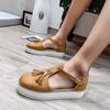 Popular Summer Fashion Plus Size Flat Shoes Hollow Tassel Roman Sponge Shoes Thick Soled European and American Sandals