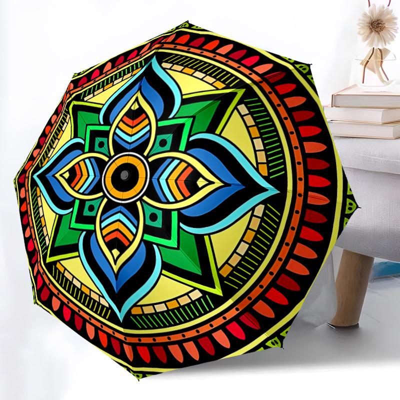 1pc Mandala Pattern Automatic Folding Umbrella - Portable Collapsible 8-Rib Umbrella for All Seasons yy251119205