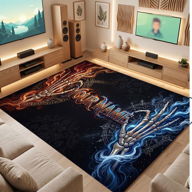 Abstract Personalized Theme Crystal Velvet Floor Rug Personalized Custom Name Text Warm Carpet Home Decoration
