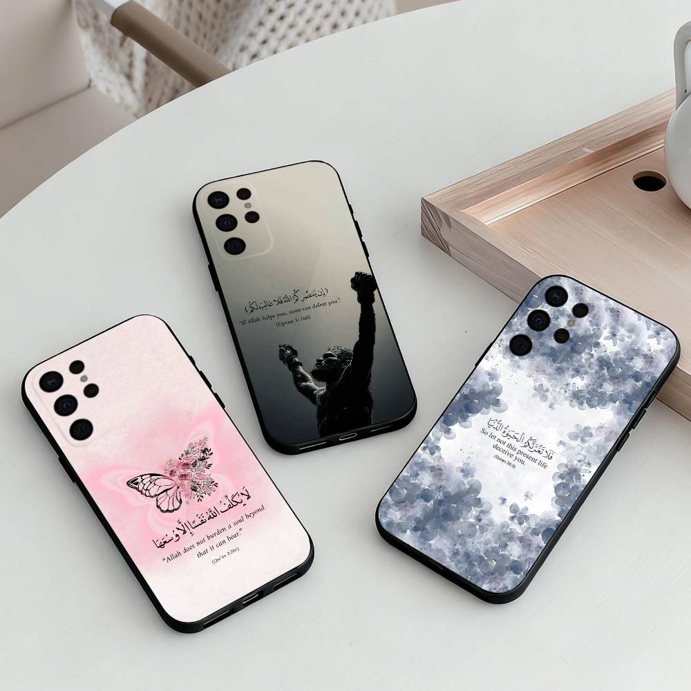 Arabic Quran Islamic Muslim Quotes Phone Case For Samsung S25,S24,S21,S22,S23,S30,Ultra,S20,Plus,Others Soft Black Cover