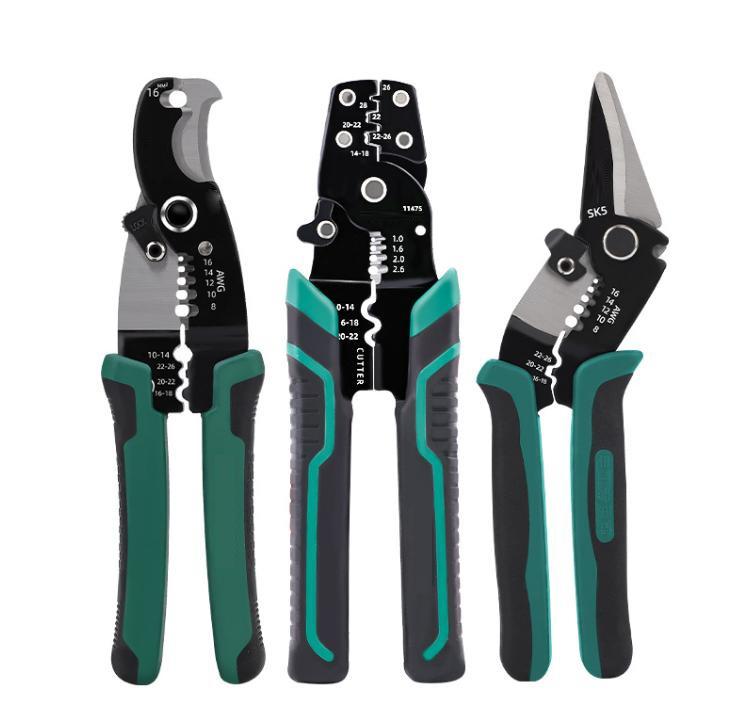 1pc 7.5inch Wire Stripper Wire Crimper Multi-Function Cutting Stripping Separating Crimping Tools For 8-16 AWG Crimping Pliers