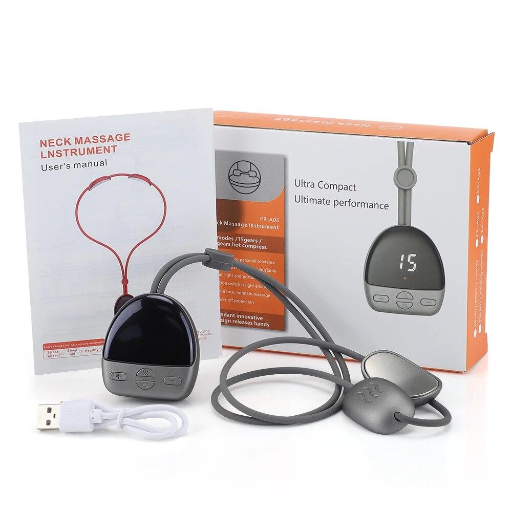 Hanging Micro-current Neck Massager Mini Pulse Cervical Spine Shoulder Massager Hot Compress Cervical Neck Relaxation Massager