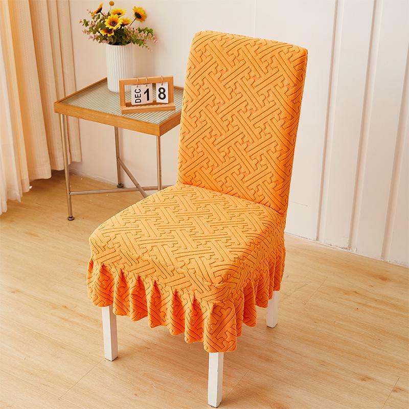 

Чехол на обеденный стул из плотного жаккарда с эластичной резинкой - современный цельный дизайн Straight Back Skirt оранжевый