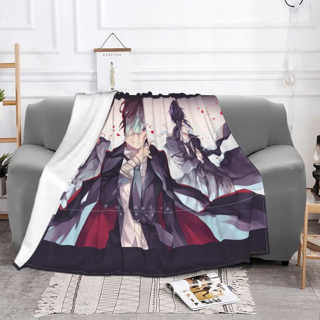 Anime Osamu Dazai Knitted Blankets Bungou Stray Dogs Throw Blanket Summer Air Conditioning Portable Ultra-Soft Warm Bedspreads