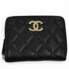 Excellent Bifold Wallet Black Caviar Skin Women AP4720 Used