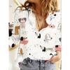 Spring and Autumn 3D Digital Print Women's Fashionable Collared Long Sleeve Casual Shirt