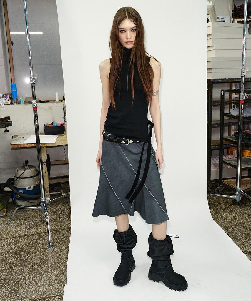 Khiho City Buckle Slouch Rain Boots 2 Colors