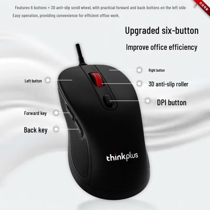 Lenovo Thinkplus M10 Pro Ergonomic Silent Wired Mouse