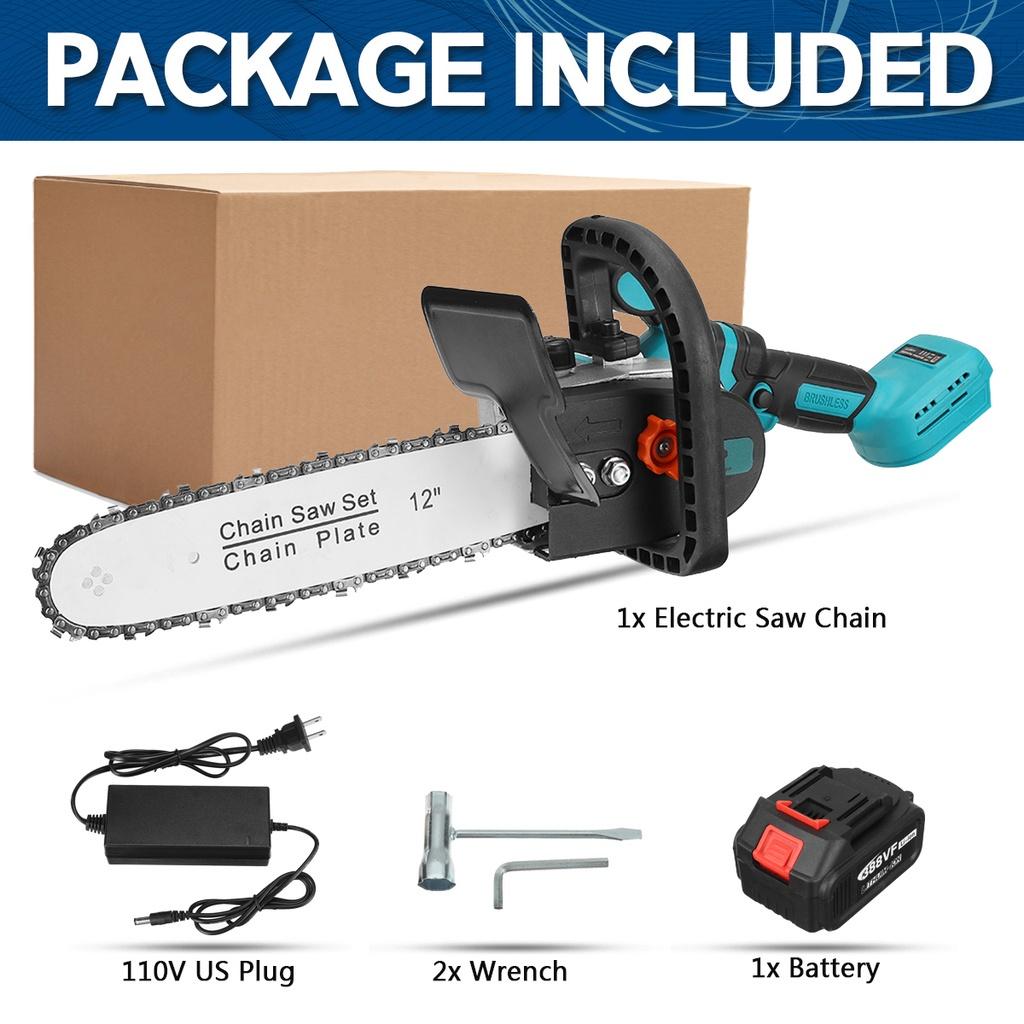 2000W 12Inch Cordless Electric Chain Saw Garden Woodworking Tool Brushless Motor Wood Cutter Power Tool