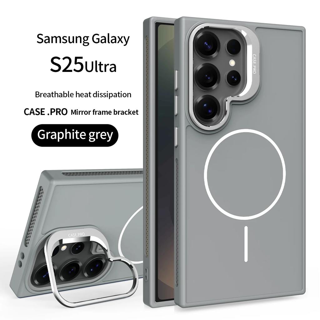 Invisible Bracket Cooling Function Case for Samsung Galaxy S25 S24 Ultra with MagSafe Wireless Charging Drop Protection Cover