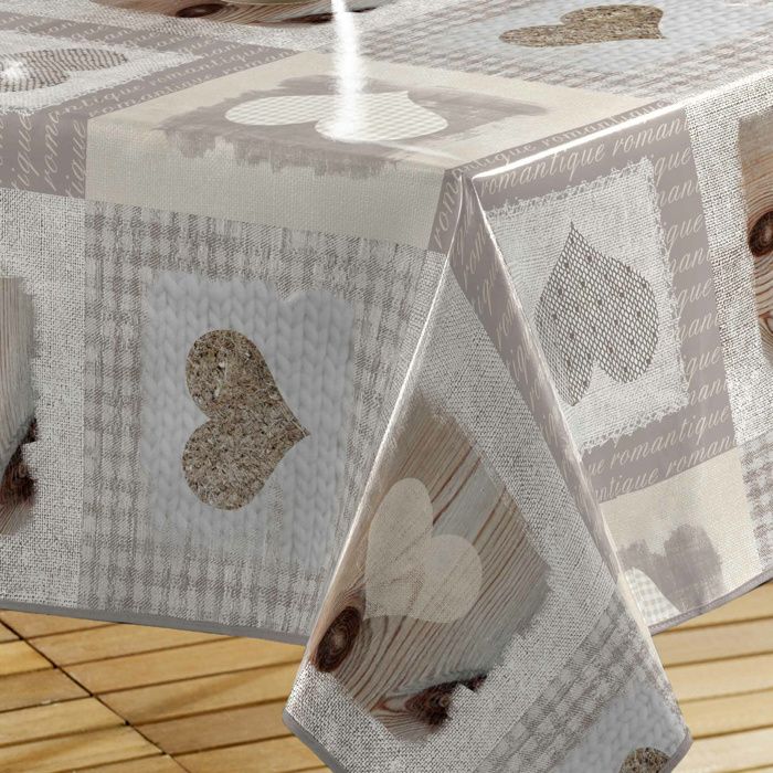 Nappe rectangle 140 x 240 cm pvc imprime cosy coeur