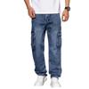 American High Street Punk Retro Multi-Pocket Workwear Jeans - Loose, Straight-Leg, Casual Pants for Spring/Autumn.