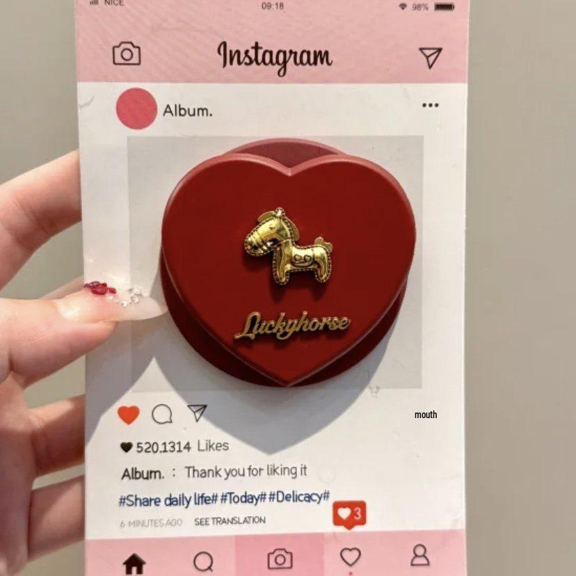 3D Red Heart Horse MagSafe Magnetic Phone Stand - Strong Desktop Holder