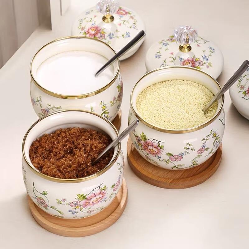 Enamel Floral Multi-Purpose Storage Jar