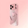 Funda de Cristal Metálico Rosa Claro de Lujo con Patrón de Manzana para iPhone 17 16 15 14 13 12 11 Pro Max Plus 17Air 16E