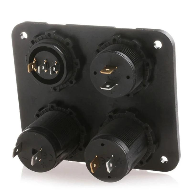 4 in 1 Panel 3.1A Dual USB Car Charger Power Outlet LED Voltmeter Cigarette Lighter Socket Toggle Switch for Truck Car Marine