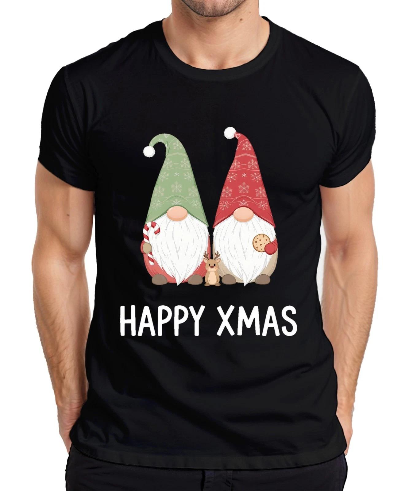 Christmas Elf HAPPY XMAS Cute Gnome Candy Cane Gnome Men s T-Shirt- 4XL
