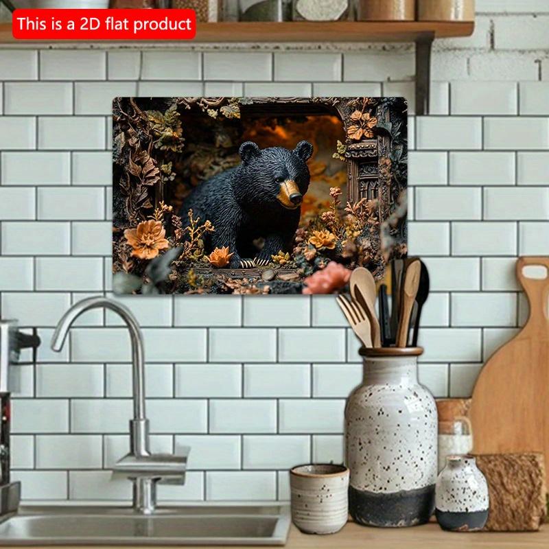 2D Flat Wooden Sign 30*20cm Vintage Bear in The Forest Wooden Wall Art Decorative Sign for Bedroom, Farmhouse Decor, Decorative Wall Poster