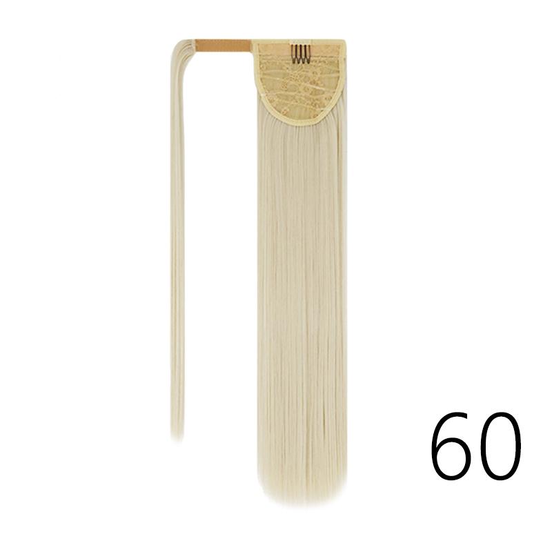 MERISIHAIR Women Long Straight Ponytail Wig Black Brown Synthetic High Temperature Fiber Ponytail Hair Extensions Daily Use