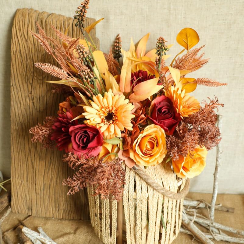NUOLUX Artificial Flowers, Thanksgiving and Fall Bouquet, 44cm, for Indoor and Outdoor Use, Decorative Faux Flowers for Home and Party Decor