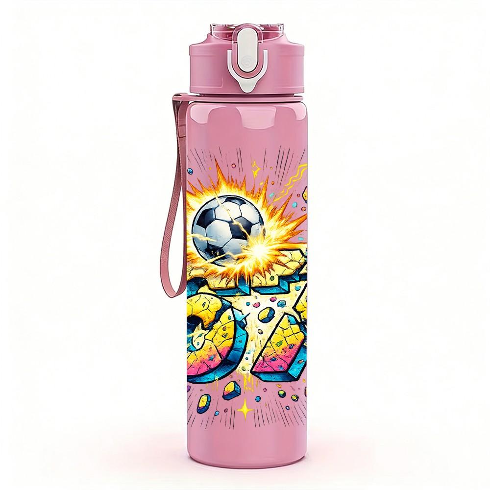 1PC Color Burst Sport Graffiti Art Print 750ml Color Plastic Sports Water Bottle Leakproof Flip Straw Lid Suitable for Sports Office Home Use