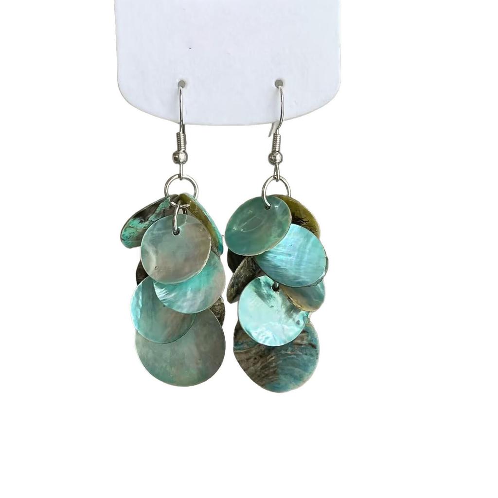 Silver Needle Cat's Eye Stone Shell Stud Earrings: Summer Seaside Style Fashionable High-End Women's Jewelry.