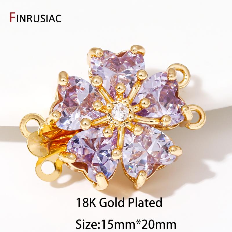 

18K Gold Plated Brass With Zircon 2-Layered Clasps Connector for DIY Earring Necklace Bracelet Jewelry Making Accessories 2 pieces