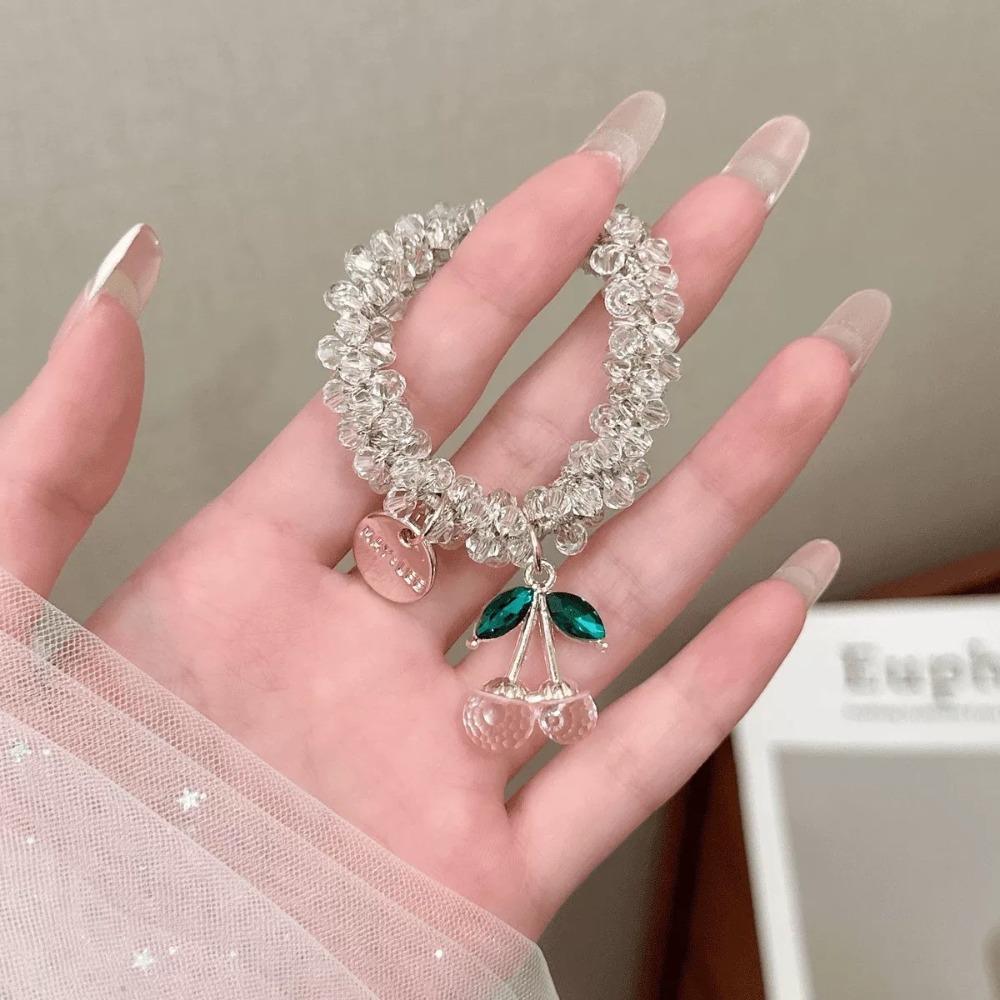 

Шикарная хрустальная резинка для волос со стразами, подвеска-вишенка, декоративные резинки для волос двойного назначения, хрустальная повязка на голову, аксессуары для волос