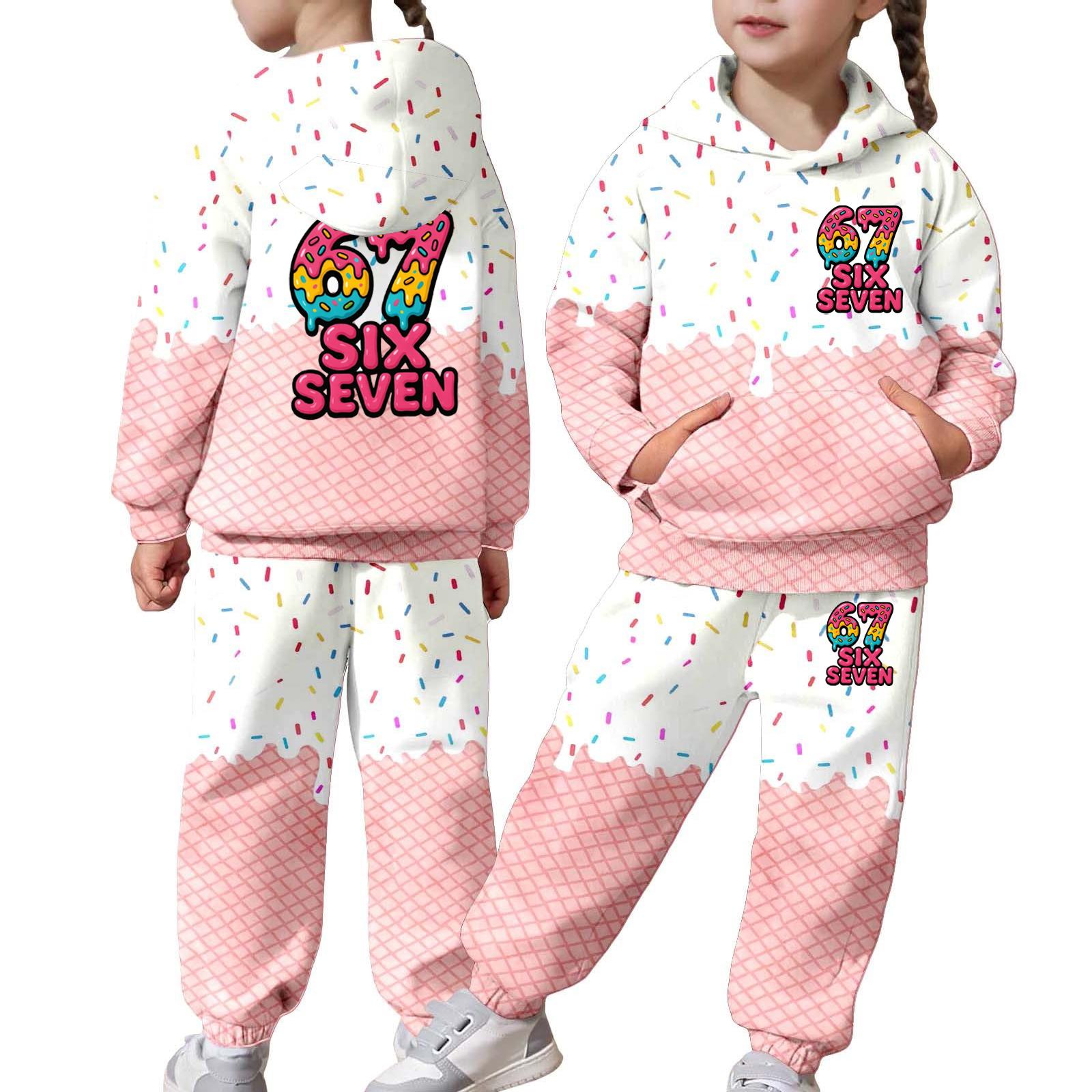 

Children s Casual Round Neck Printed Pullover Long-sleeved Hooded Sweatshirt Top 160 білий