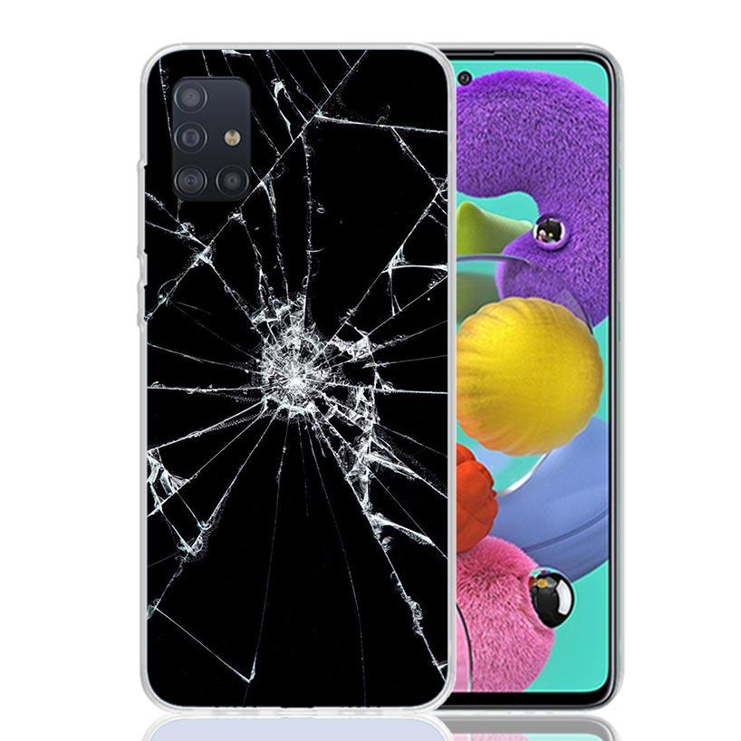 Broken Phone Screen Phone Case For Samsung Galaxy A52 A32 A22 A12 A02S A50S A30S A51 A31 AA71 Note 20 Ultra 10 S10 Plus Galaxy A