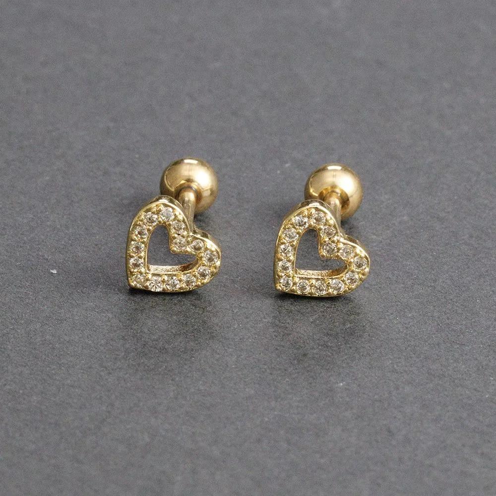 Módní nerezové ocelové zirkonové řetízkové kruhové náušnice pro ženy, piercing do srdce Helix Tragus, svatební šperky