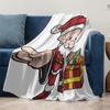 Santa Claus Throw Blanket Christmas Gift Cozy Flannel Fleece Blanket Holiday Decor Festive Home Bedding Gift for Kids Adults