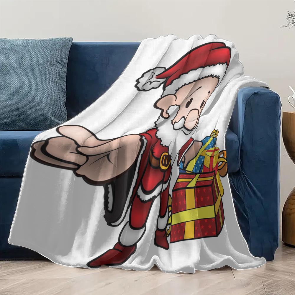 Santa Claus Throw Blanket Christmas Gift Cozy Flannel Fleece Blanket Holiday Decor Festive Home Bedding Gift for Kids Adults