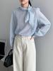 Early Spring French Style Ribbon Shirt - Women's Elegant Slim Fit Top