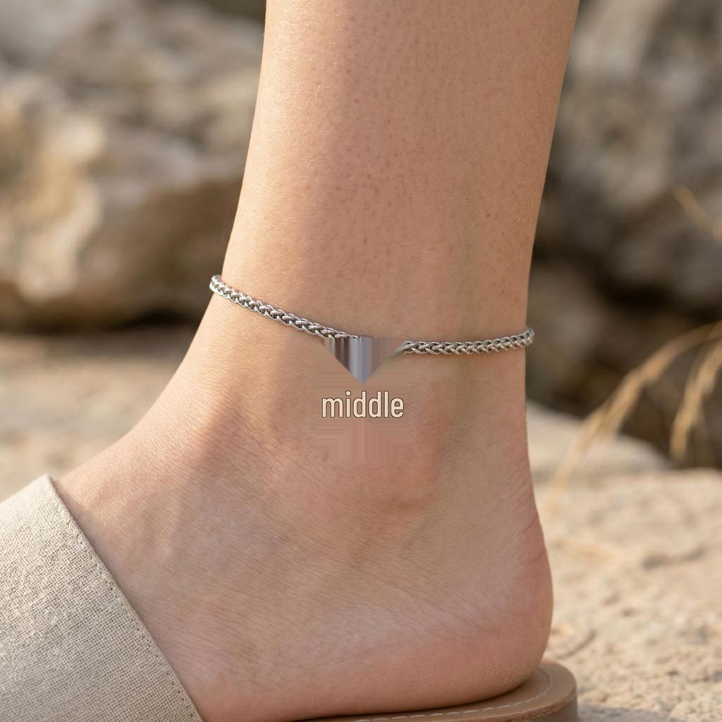 Schickes 26-Buchstaben-Anhänger-Fußkettchen – Edelstahl, Europäisch-Amerikanischer Stil, Trendiges Minimalistisches Design, Personalisierter Fußschmuck.