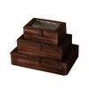 Crabapple Flower Glass Retro Wooden Storage Box for Desktop Sundries and Dressing Table Decor
