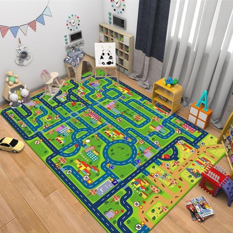 

Racetrack Rug Traffic Rug 3D Race Track Car Play Mat Kids Room Mat Road Rug Track Rugs Room RugMat with Non-Slip Base Rug 40x60CM