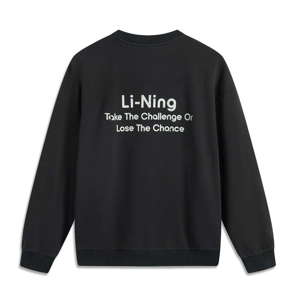 Li Ning Sports Lifestyle Series Letter Round Neck Comfortable Breathable Versatile Casual Loose Sweatshirt Unisex sweatshirt AWDV415-1