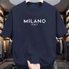 Summer men's and women's 100% cotton casual comfortable loose fashion Italian Milan letter print short-sleeved shirt
