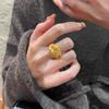 Sand Gold Floral Adjustable Ring Luxury Gold Plated Ring Rhinestone Accent Ring  Women Accessories